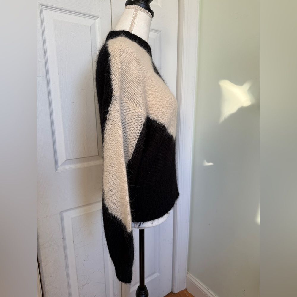 Asymmetrical Alpaca & Merino Wool  Black and White Gorman Sweater - Picture 2 of 7